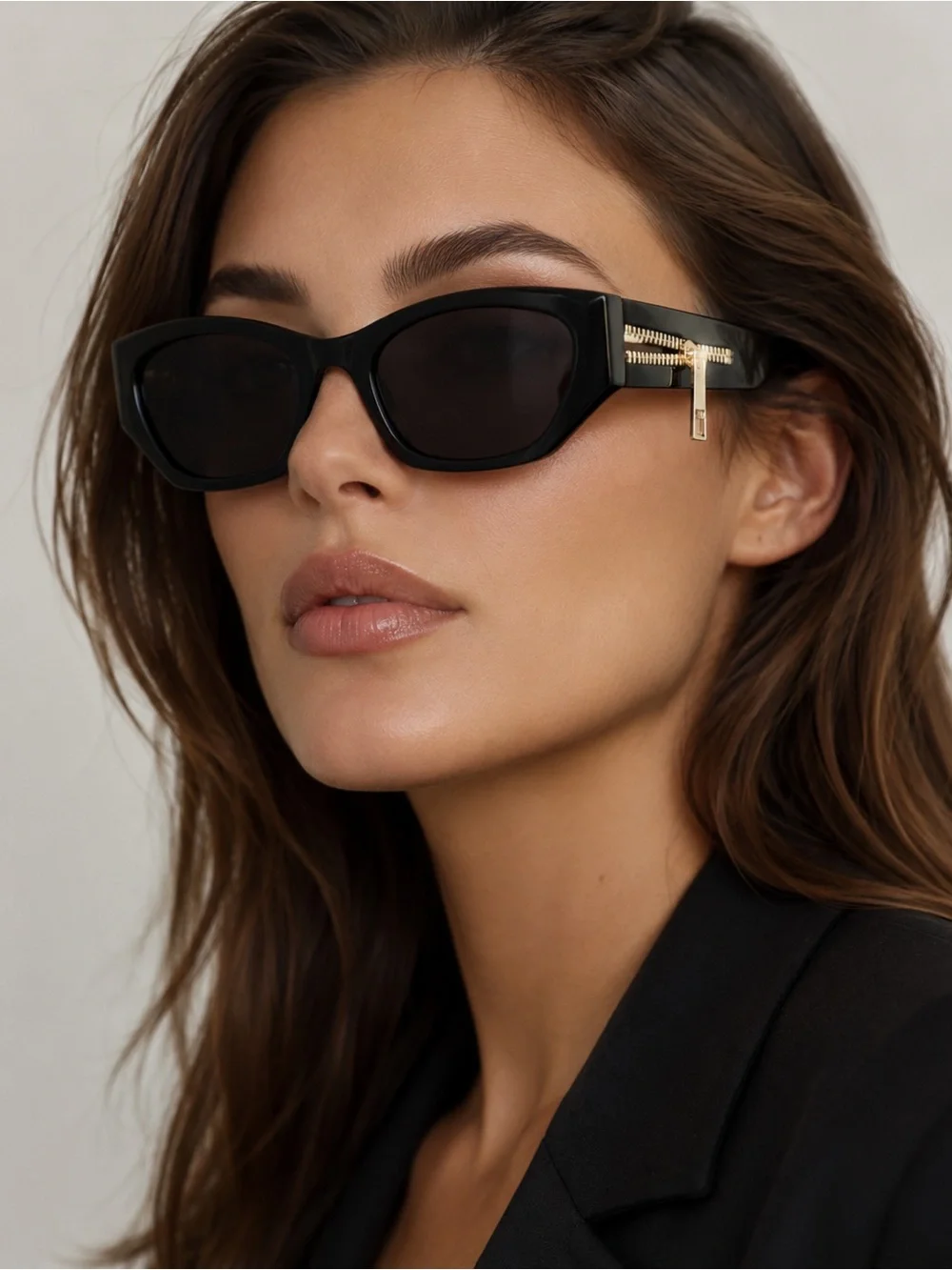 Moschino Cat-Eye Sunglasses with Zipper Accent